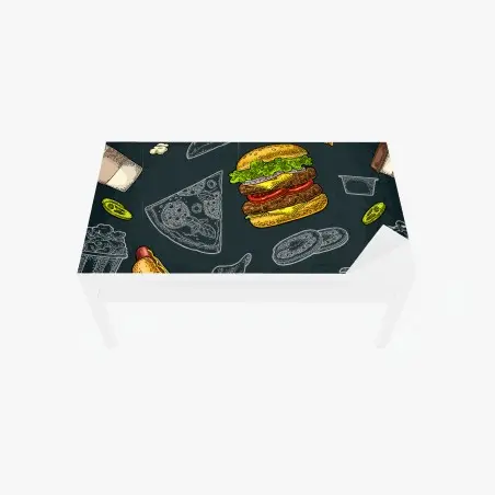 Sticker pour table et bureau motif restauration rapide coloré et rétro – Wallnifity®
