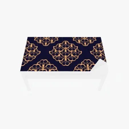 Sticker pour table et bureau motif floral doré sur fond bleu marine – Wallnifity®