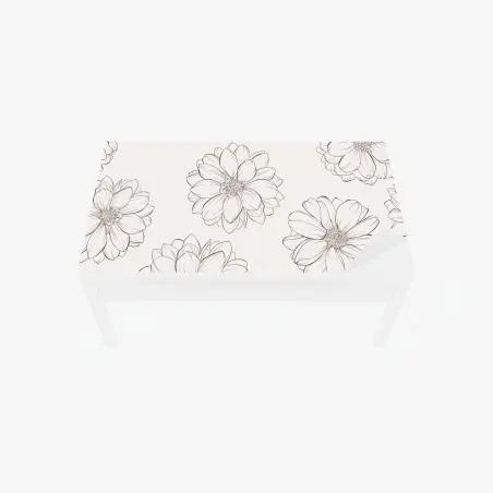 Sticker pour table et bureau motif floral délicat en noir et blanc – Wallnifity®