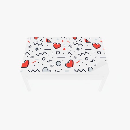 Sticker pour table et bureau motif géométrique aux cœurs rouge et gris – Wallnifity®