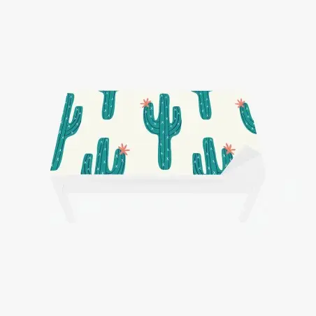Sticker pour table et bureau motif cactus graphique vert et rose – Wallnifity®