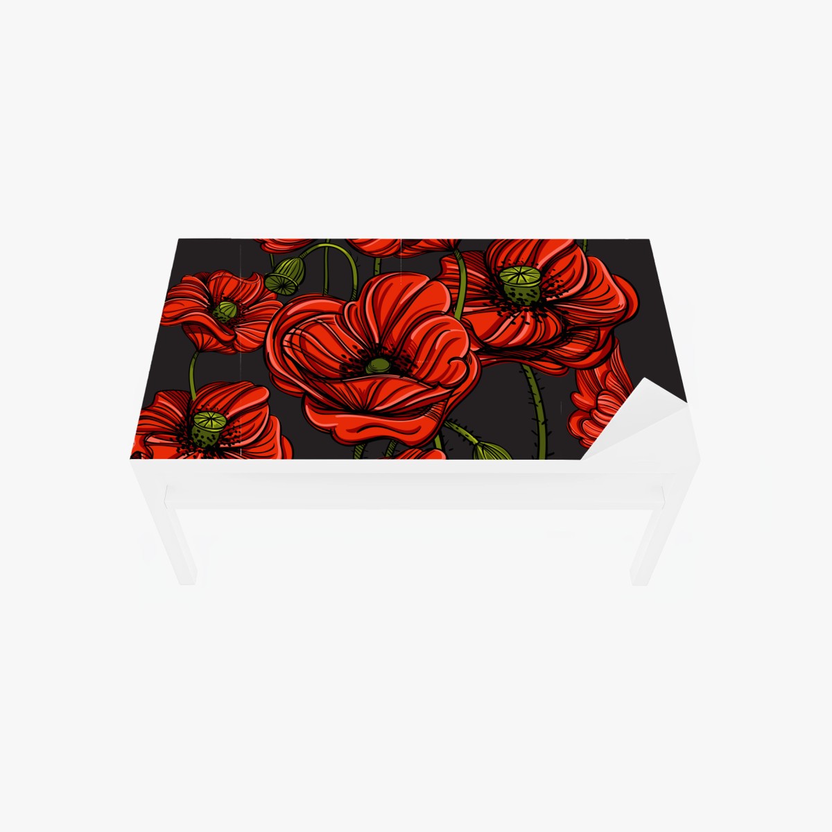 Sticker pour table et bureau bouquet de coquelicots rouges sur fond sombre – Wallnifity®