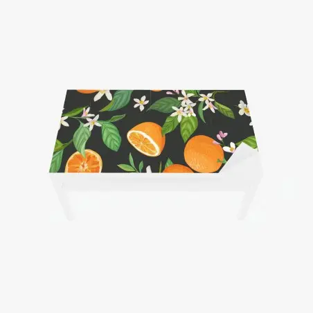 Sticker pour table et bureau motif d'agrumes et fleurs d'oranger sur fond sombre – Wallnifity®