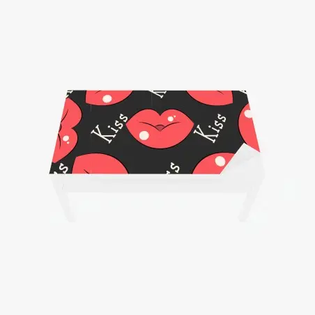 Sticker pour table et bureau motif lèvres rouges pop art sur fond noir – Wallnifity®