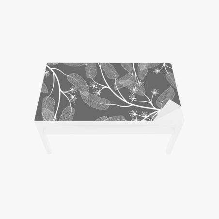 Sticker pour table et bureau motif floral minimaliste en gris et blanc – Wallnifity®