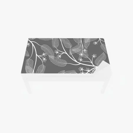 Sticker pour table et bureau motif floral minimaliste en gris et blanc – Wallnifity®