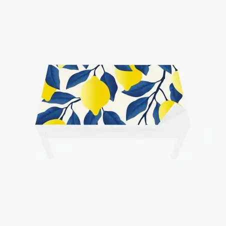 Sticker pour table et bureau motif citrons et feuilles bleues – Wallnifity®