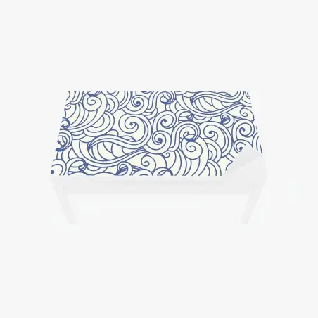 Sticker pour table et bureau motif ondes décoratives bleu et ivoire – Wallnifity®