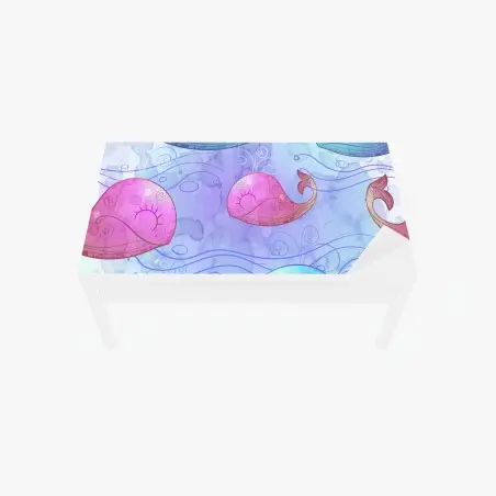 Sticker pour table et bureau rêve de baleines aquarelle – Wallnifity®