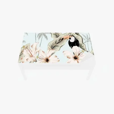 Sticker pour table et bureau motif tropical avec toucans et hibiscus – Wallnifity®