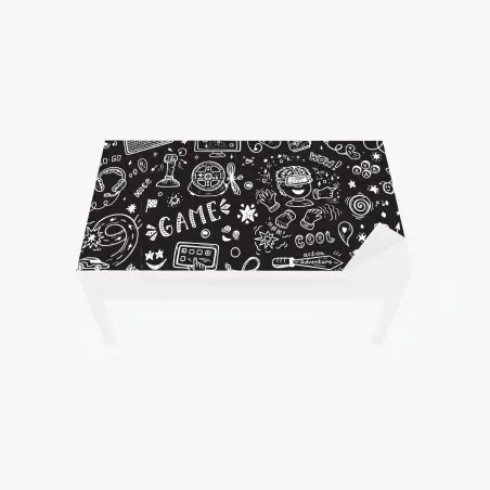 Sticker pour table et bureau motif doodle jeux vidéo en noir et blanc – Wallnifity®