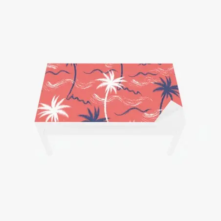 Sticker pour table et bureau motif tropical palmiers sur fond corail – Wallnifity®