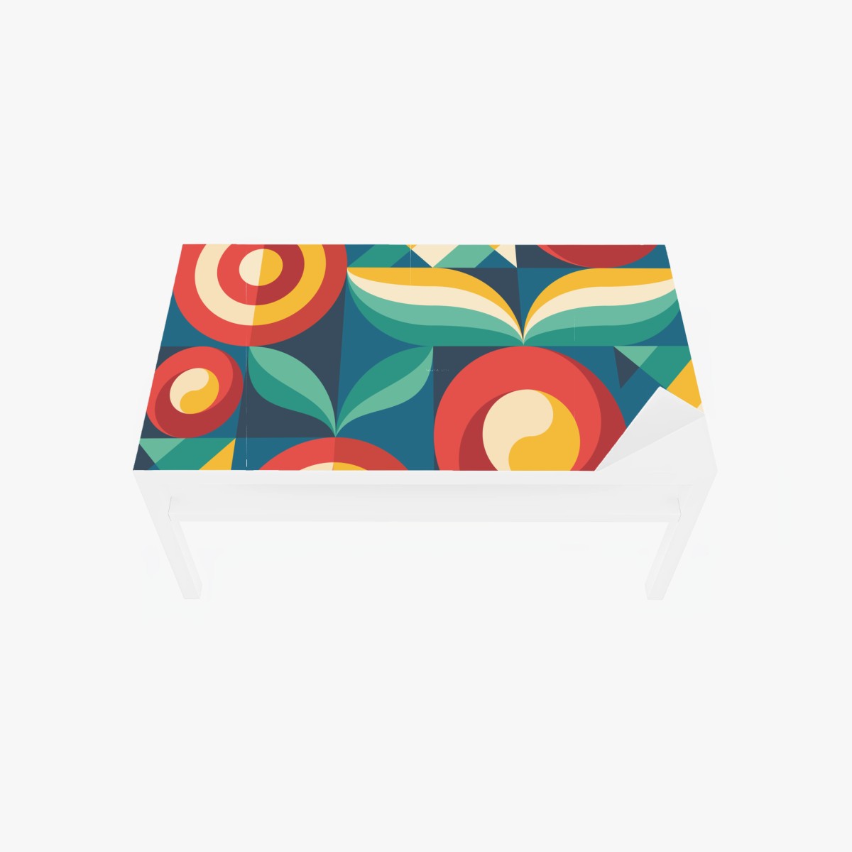 Sticker pour table et bureau motif floral géométrique rétro aux couleurs vives – Wallnifity®