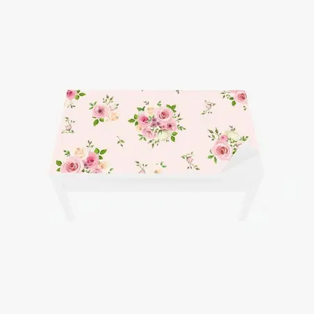 Sticker pour table et bureau motif floral romantique aux roses pastel – Wallnifity®