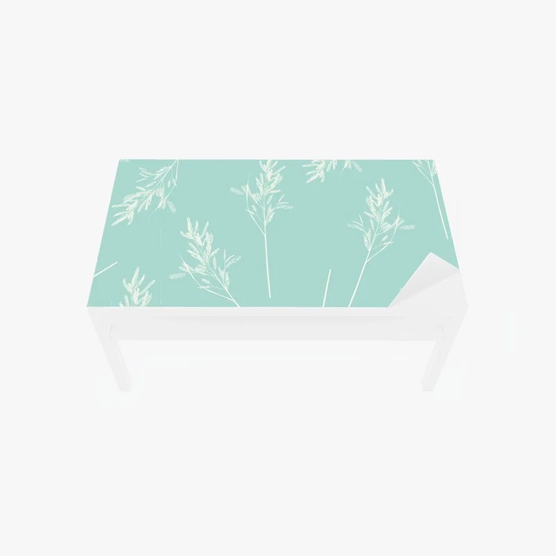 Sticker pour table et bureau motif herbes délicates sur fond menthe – Wallnifity®