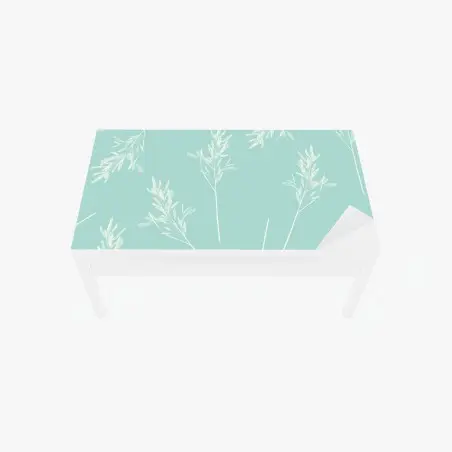 Sticker pour table et bureau motif herbes délicates sur fond menthe – Wallnifity®