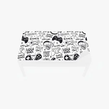 Sticker pour table et bureau motif doodle jeux vidéo noir et blanc – Wallnifity®