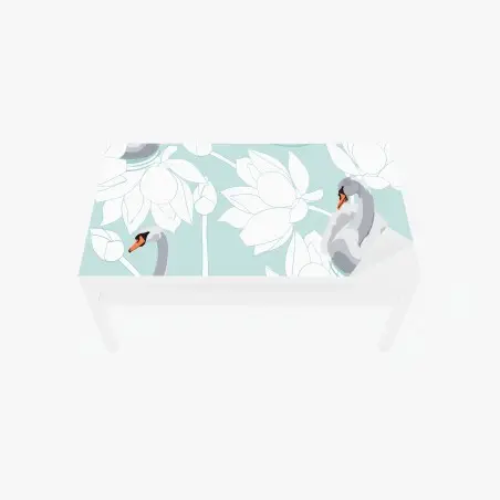 Sticker pour table et bureau douceur de cygnes sur fond pastel – Wallnifity®