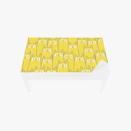 Sticker pour table et bureau motif chats jaunes mignons et graphiques – Wallnifity®