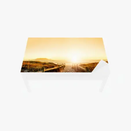 Sticker pour table et bureau coucher de soleil doré sur Table Mountain – Wallnifity®