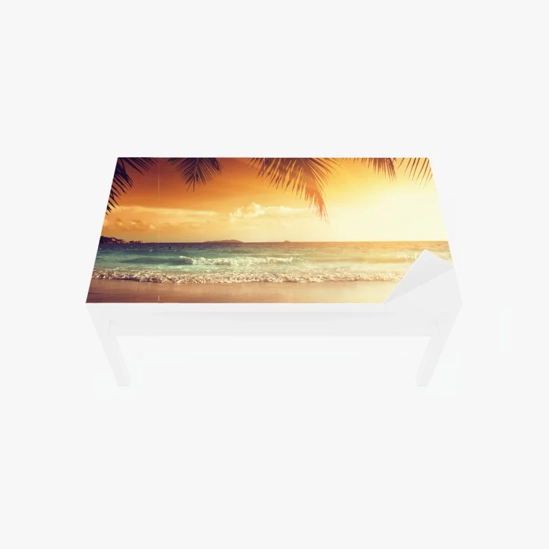 Sticker pour table et bureau coucher de soleil tropical, Caraïbes – Wallnifity®
