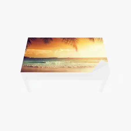 Sticker pour table et bureau coucher de soleil tropical, Caraïbes – Wallnifity®