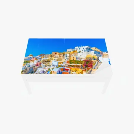 Sticker pour table et bureau panorama coloré d'Oia à Santorin – Wallnifity®