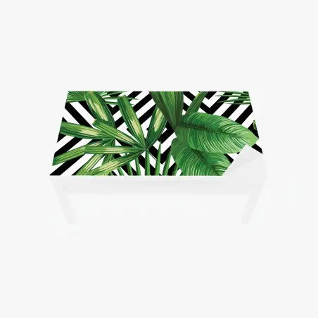 Sticker pour table et bureau motif tropical géométrique feuilles vertes – Wallnifity®