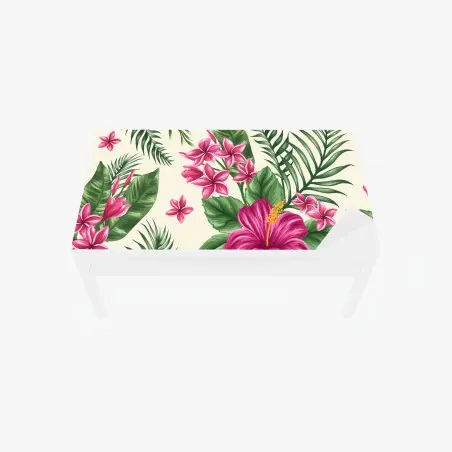 Sticker pour table et bureau motif floral tropical rose et feuillage luxuriant – Wallnifity®