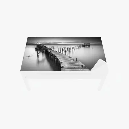Sticker pour table et bureau jetée solitaire en noir et blanc – Wallnifity®