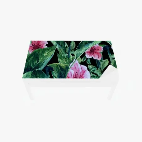 Sticker pour table et bureau motif floral tropical sur fond noir – Wallnifity®
