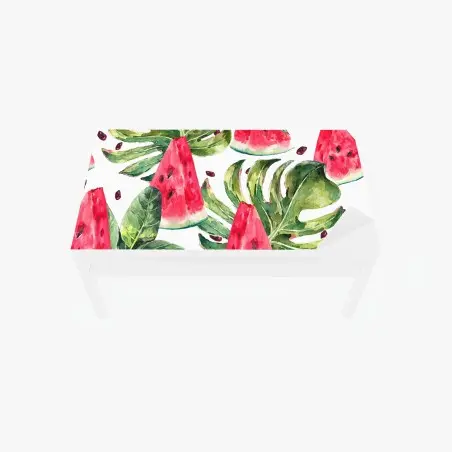 Sticker pour table et bureau motif pastèque et feuilles tropicales en aquarelle – Wallnifity®