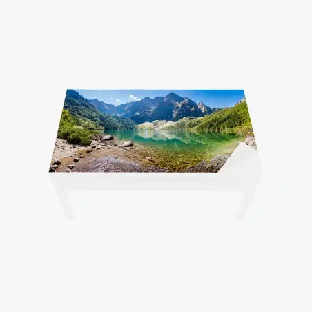 Sticker pour table et bureau reflets du lac alpin au pied des montagnes – Wallnifity®