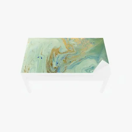 Sticker pour table et bureau marbrure océanique aux éclats dorés – Wallnifity®
