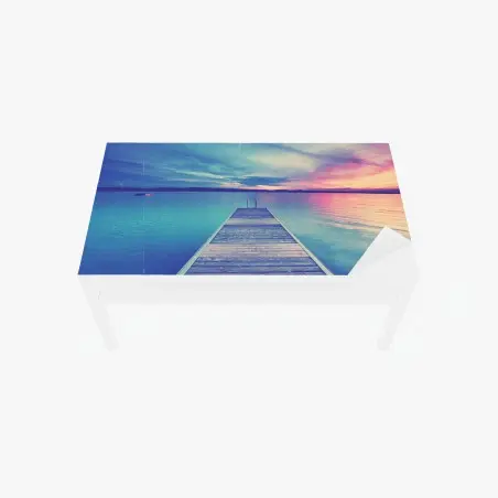 Sticker pour table et bureau ponton vers l'horizon au coucher de soleil – Wallnifity®