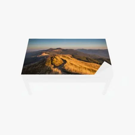 Sticker pour table et bureau crête montagneuse dorée au coucher du soleil – Wallnifity®
