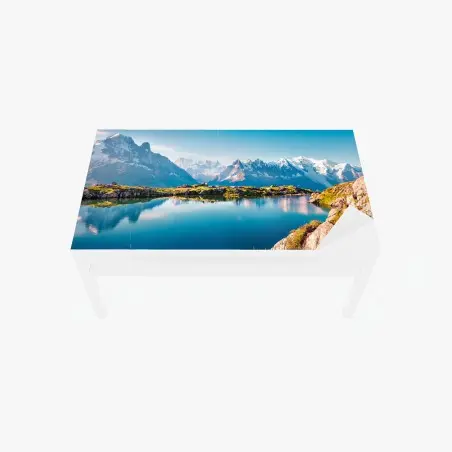 Sticker pour table et bureau panorama du Lac Blanc et du Mont Blanc – Wallnifity®
