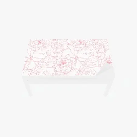 Sticker pour table et bureau pivoines délicates aux contours roses – Wallnifity®