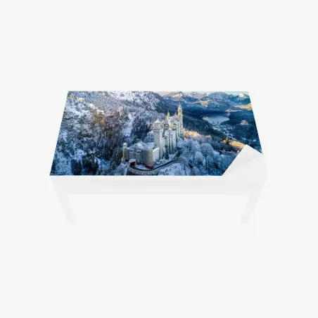 Sticker pour table et bureau château de Neuschwanstein sous la neige – Wallnifity®