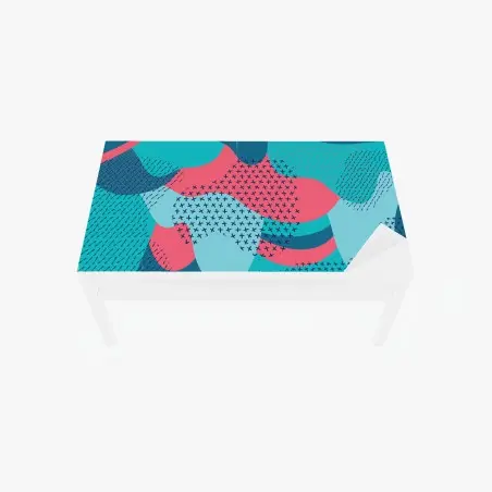 Sticker pour table et bureau motif abstrait turquoise et rose aux formes organiques – Wallnifity®
