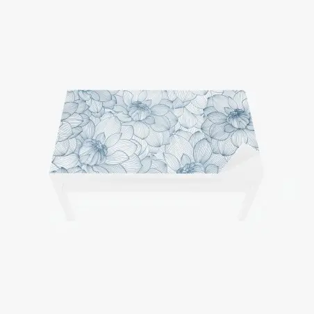 Sticker pour table et bureau motif floral linéaire bleu élégant – Wallnifity®
