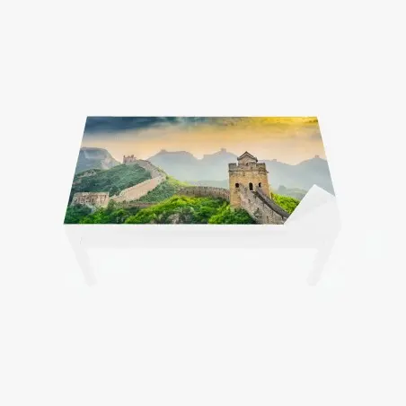Sticker pour table et bureau vue panoramique de la Grande Muraille de Chine au coucher du soleil – Wallnifity®