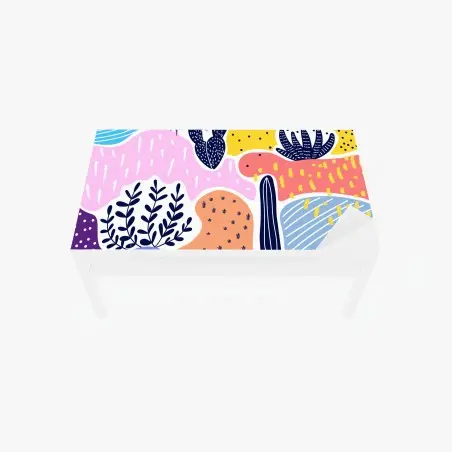 Sticker pour table et bureau composition botanique colorée aux formes organiques – Wallnifity®