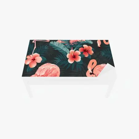 Sticker pour table et bureau motif tropical aux flamants roses – Wallnifity®
