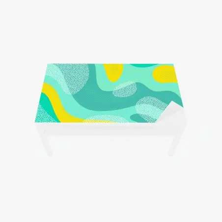 Sticker pour table et bureau vagues abstraites menthe et jaune aux motifs graphiques – Wallnifity®
