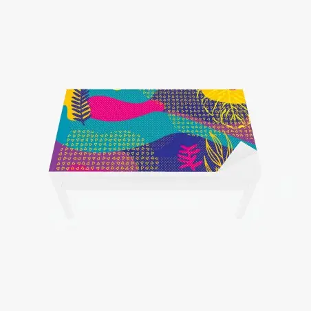Sticker pour table et bureau composition abstraite colorée à motifs tropicaux – Wallnifity®