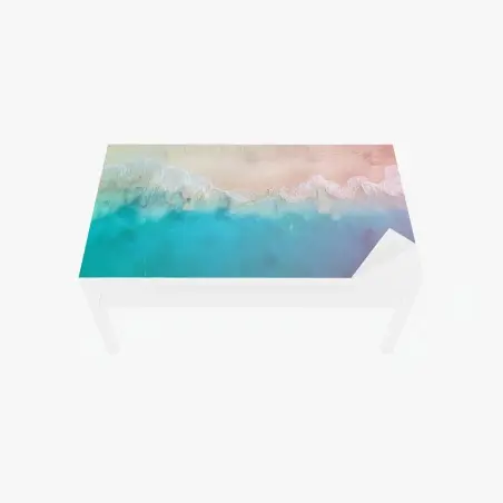 Sticker pour table et bureau rivage pastel en vue aérienne – Wallnifity®