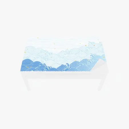 Sticker pour table et bureau marée de vagues bleues et éclats dorés – Wallnifity®