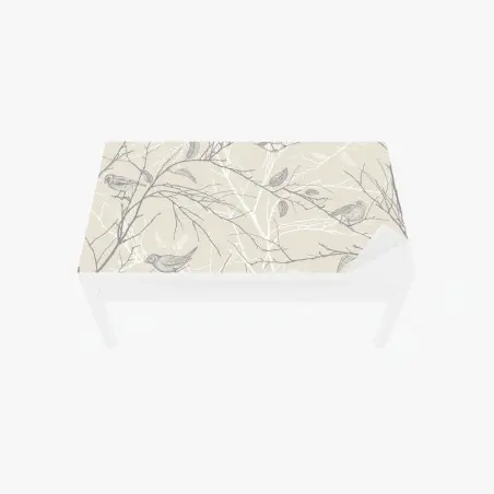 Sticker pour table et bureau motif oiseaux et branches minimaliste en beige – Wallnifity®