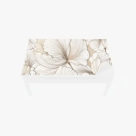 Sticker pour table et bureau motif floral délicat en tons beiges et lignes fines – Wallnifity®